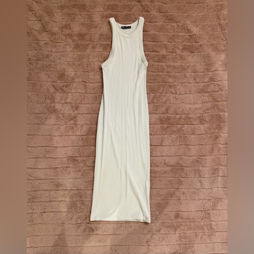 Zara Ribbed High Neck Sleeveless Dress